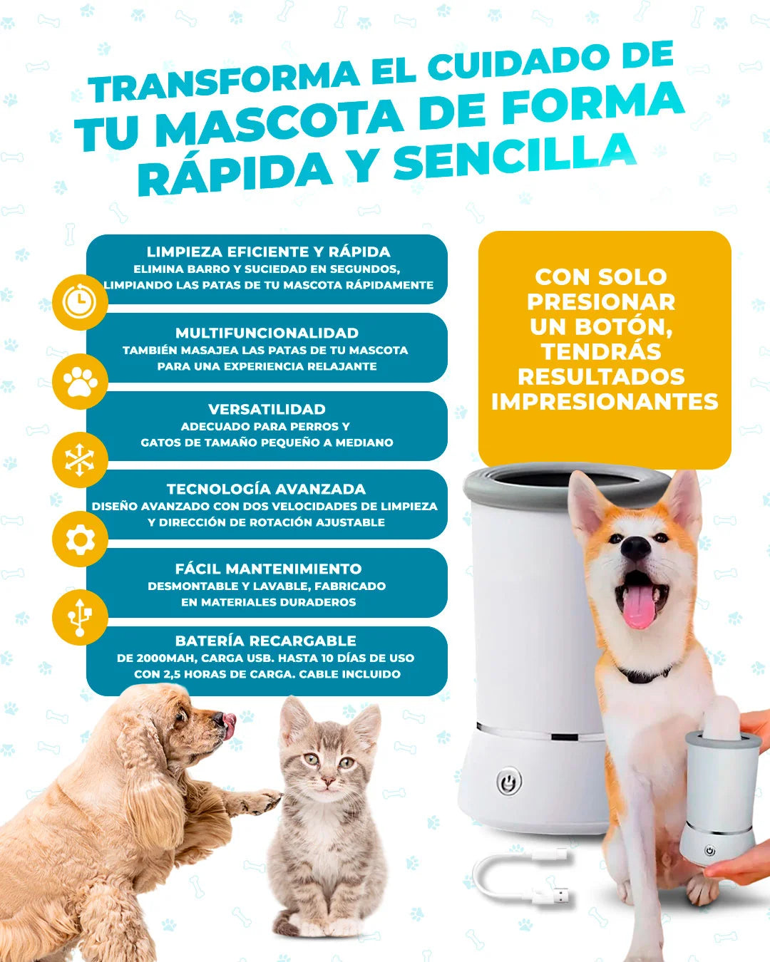 Limpiador de patas de perro automatico